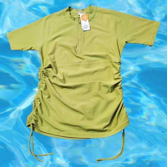 Attraco Woman's Short Sleeve Quarter Zip Drawstring Swim Rash Guard Top … - Picture 1 of 15